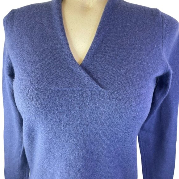 FIGINI 100% Cashmere Blue/Purple V-Neck Sweater *No Size Fits S/M* Made in Italy - Picture 8 of 9